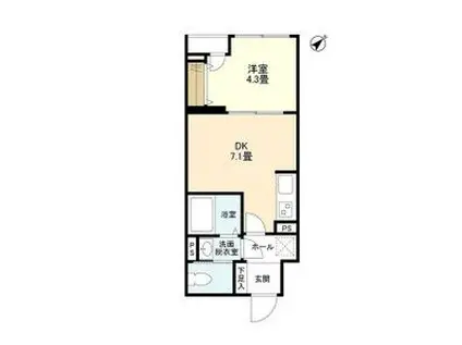 ウェルスクエアイズム巣鴨(1DK/2階)の間取り写真