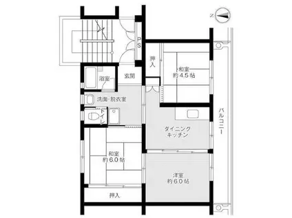 ビレッジハウス西大寺 2号棟(3DK/1階)の間取り写真