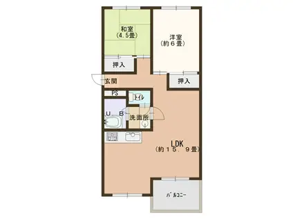 芦屋市高浜町5-1 8階 2LDK(2LDK/8階)の間取り写真