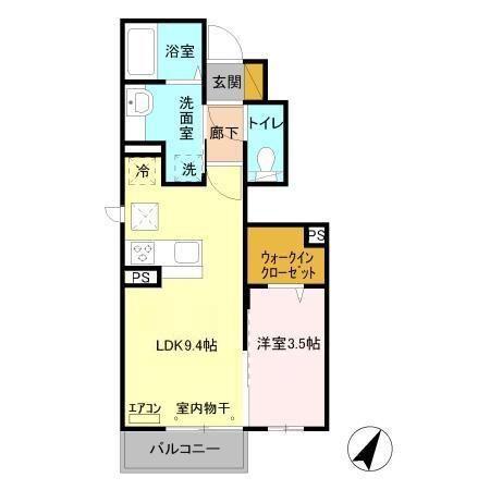 インペリアル野田 VI(1LDK/1階)の間取り写真
