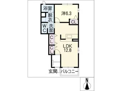 ミッテフリーデIII(1LDK/1階)の間取り写真