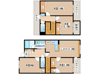 グランコート・ディファレンス(4LDK/5階)の間取り写真