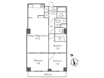 リバーシティ21新川(3LDK/33階)の間取り写真
