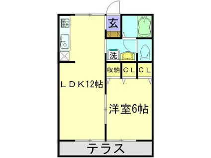 アーバンライフIII(1LDK/2階)の間取り写真