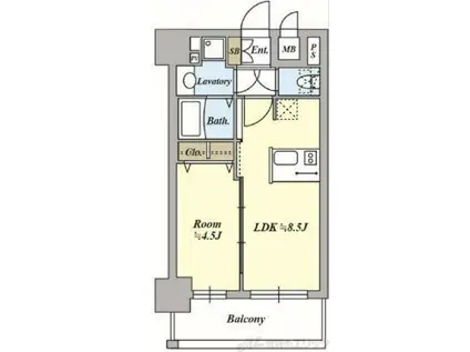 プレサンス新大阪ザシティ(1DK/10階)の間取り写真
