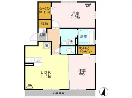 ノワール北島(2LDK/3階)の間取り写真