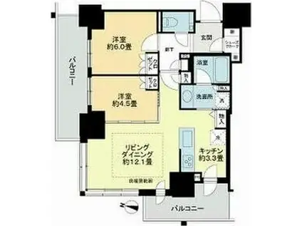 ザ・札幌タワーズ イーストタワー(2LDK/23階)の間取り写真