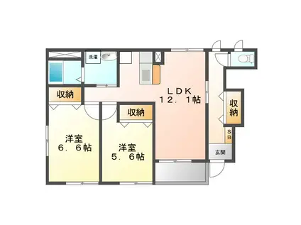 カサ フェンテ(2LDK/1階)の間取り写真