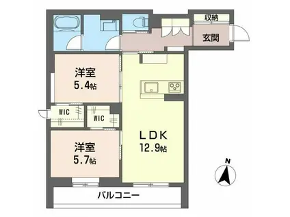 フェーデ ディモーラ(2LDK/2階)の間取り写真