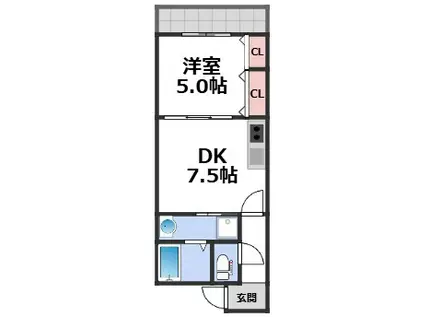 フジパレス弥刀駅北II番館(1DK/1階)の間取り写真