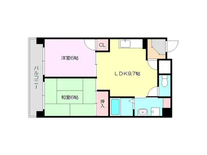 グロリアス北大阪(2LDK/5階)の間取り写真