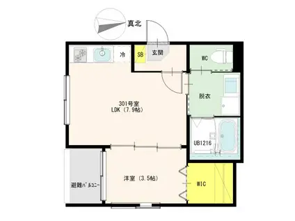クラリス長町南(1LDK/3階)の間取り写真