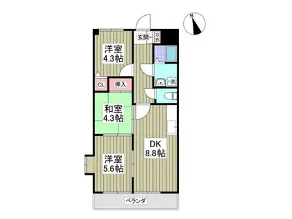 プリンスIIビル(3DK/2階)の間取り写真