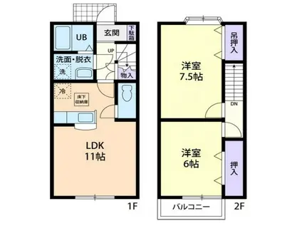 ソルボンヌB(2LDK/1階)の間取り写真