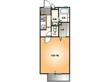 アメージング駅東 B棟(1K/1階)の間取り写真