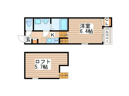 フローラ福住町(1K/2階)の間取り写真