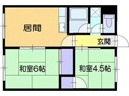 ふじいハイツ(2DK/3階)の間取り写真