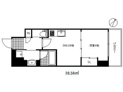 プレジオ日暮通(1DK/12階)の間取り写真