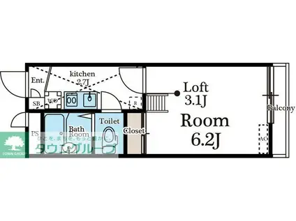 フェリオ柏(1K/1階)の間取り写真