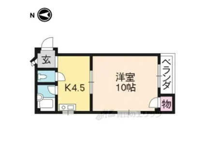 リサイドS(1K/3階)の間取り写真