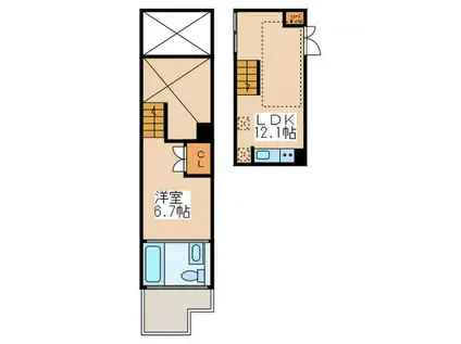 エーキューブ(1LDK/7階)の間取り写真