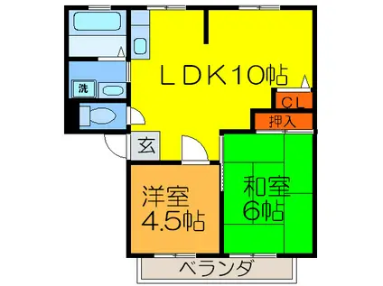ラネージュ・ビィ・ジャンビエ(2LDK/2階)の間取り写真