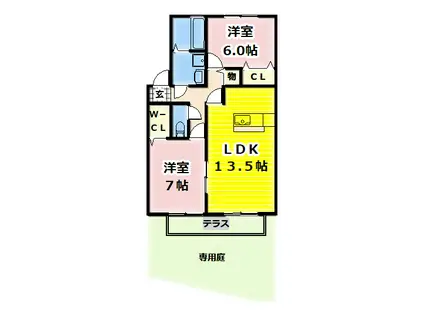エスペランサ(2LDK/1階)の間取り写真