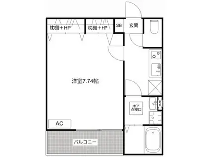 エムクアトロ柏III(1K/1階)の間取り写真