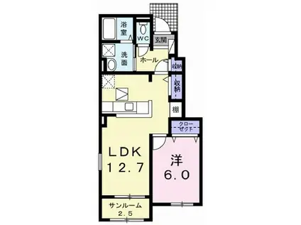 コンコルディアI(1LDK/1階)の間取り写真