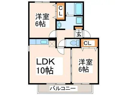 ウィルモア池田II(2LDK/1階)の間取り写真