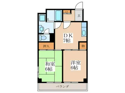 JOY 1ST(2DK/2階)の間取り写真