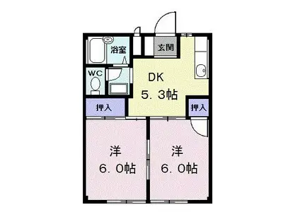 サンハイツ(2DK/1階)の間取り写真