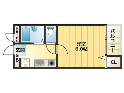 ホワイトヴィラ杉本(1K/3階)の間取り写真