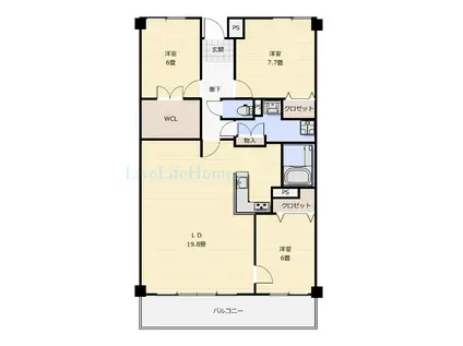 ケントパレス徳島南(3LDK/11階)の間取り写真