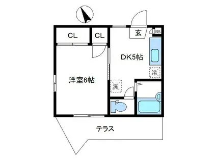 ハイムAO(1DK/1階)の間取り写真