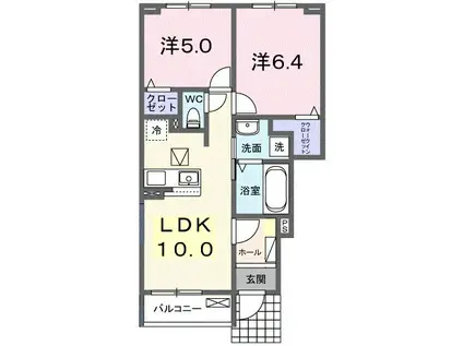 セリーンガーデン III(2LDK/1階)の間取り写真