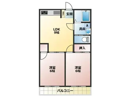 ダイキビル(2LDK/3階)の間取り写真