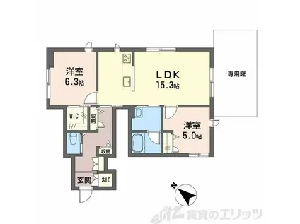 アザレアコート(2LDK/1階)の間取り写真