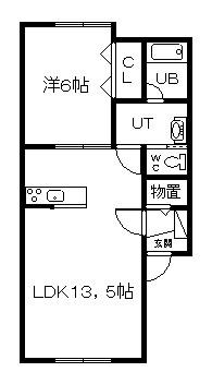 アルトⅥ(1LDK/2階)の間取り写真