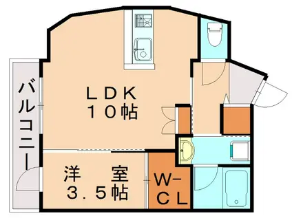 ブルーダイヤモンド中間(1LDK/4階)の間取り写真