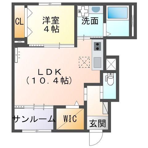アルバ西岡本(1LDK/1階)の間取り写真