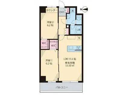 コルザKII(2LDK/2階)の間取り写真