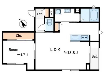 深風レジデンス(1LDK/3階)の間取り写真