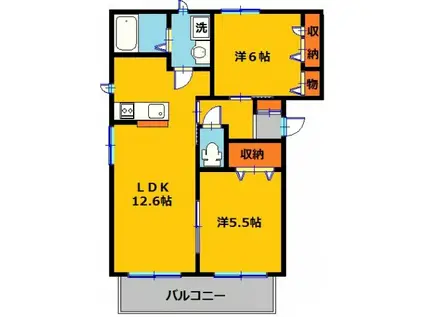 ノーブルコート1(2LDK/1階)の間取り写真