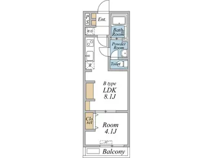 リブリ・足立区加平(1LDK/1階)の間取り写真