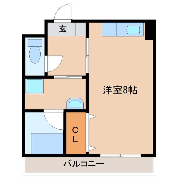 レジデンスパルコ(ワンルーム/2階)の間取り写真