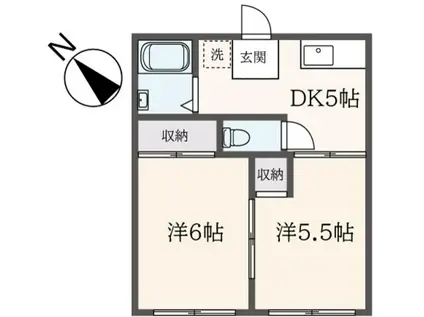 カサクララ(2DK/1階)の間取り写真