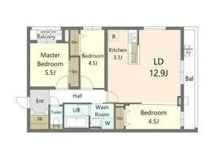 SーRESIDENCE東札幌BLING(3LDK/5階)の間取り写真