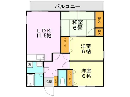 アーバーニティー長嶺(3LDK/3階)の間取り写真