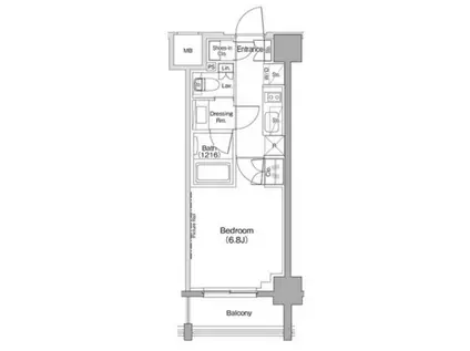 ザ・パークハビオ西大井(1K/4階)の間取り写真